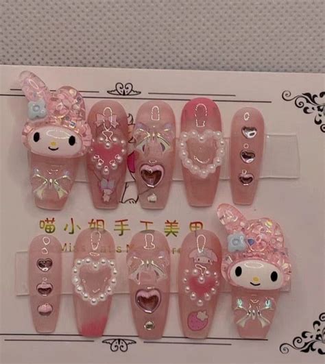 Kawaii Limited Sanrio Press On False Nails In 2023 Hello Kitty Nails Hello Kitty Really Cute