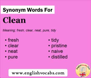 Synonym For Clean What Is Synonym Word Clean English Vocabs