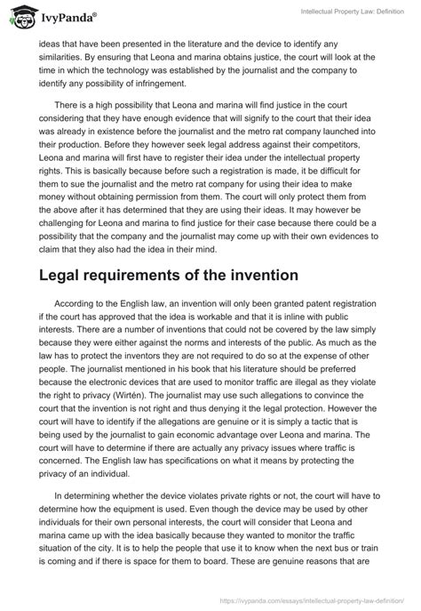 Intellectual Property Law Definition 3865 Words Essay Example