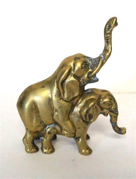 Vintage Mating Elephants Brass Figurine Statue S