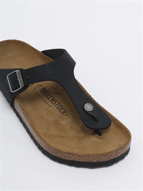 Birkenstock Gizeh Men S Leather Flip Flop Black Caposerio