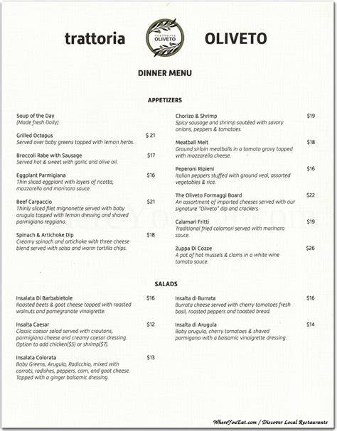 Trattoria Oliveto Restaurant In Staten Island Menus Photos