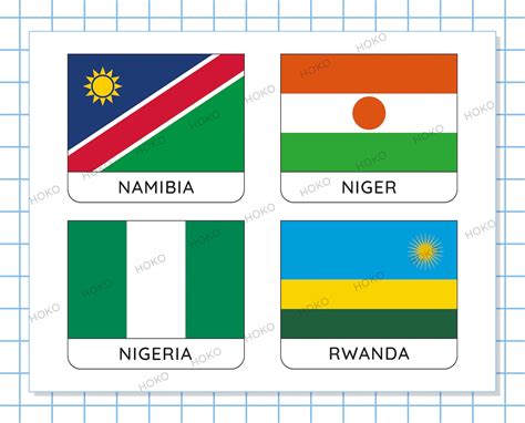 54 African Flags Flashcards Montessori Africa Countries Flags Etsy