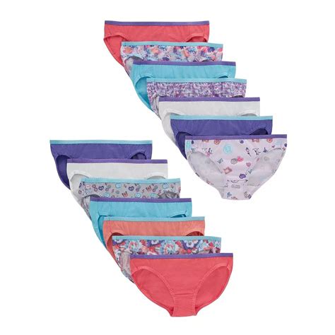 Hanes Girls Tagless Super Soft Cotton Bikinis 14 Pack Sizes 16 Assosted Color Ebay