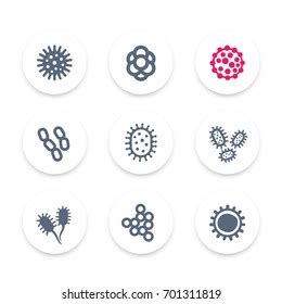 Bacteria Microbes Viruses Icons Set Vector Stock Vector Royalty Free