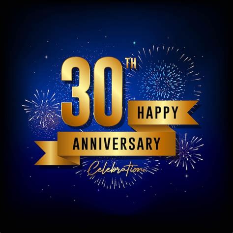 Premium Vector 30th Anniversary Template Design With Golden Ribbon Vector Template Illustration