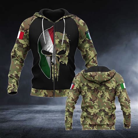 Restocked Mall Italian Army Skull Helmet Camo Unisex Adult Hoodies