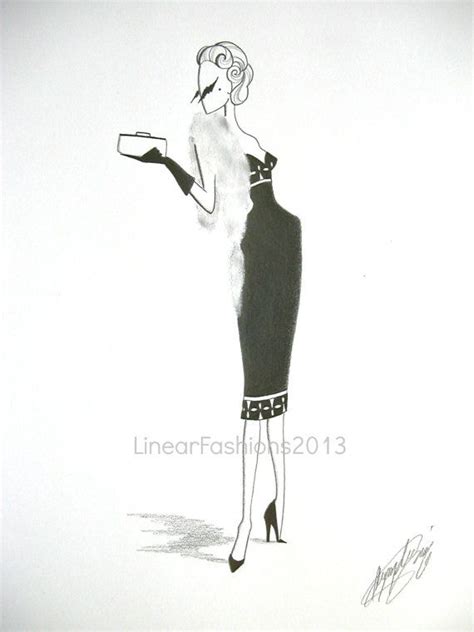 Items Similar To Fashion Illustration Old Hollywood Wiggle Dress