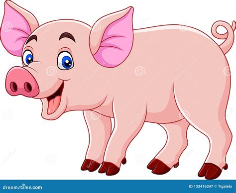 Smiling pig cartoon stock vector. Illustration of character - 133416347