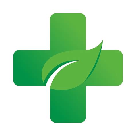 Premium Vector Vector Green Medical Cross Combined Leaf Logo For