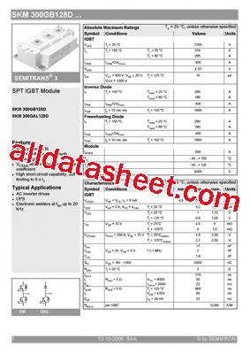 SKM300GB128D 06 Datasheet PDF Semikron International