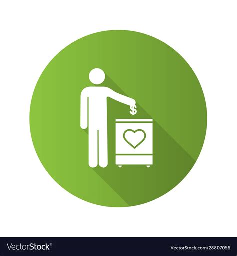 Donation Box Flat Design Long Shadow Glyph Icon Vector Image