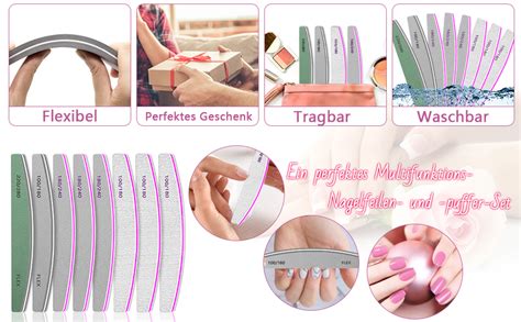 Nagelfeilen 8 Stück Nagelfeile Buffedr Set 100 180 240 Nagelfeilen