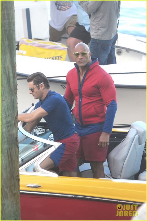 Zac Efron And Dwayne The Rock Johnson Film Baywatch First On Set