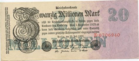 Deutsches Reich Weimar 20 Millionen Mark 1923 GB506 Reichsbanknote