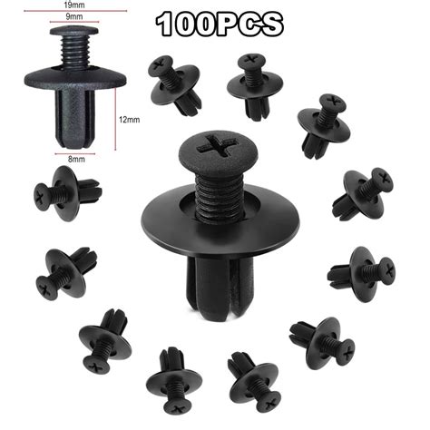 100PCS Car Clip Bumper Fastener Clip 8mm Car Push Pin Rivet Bumper