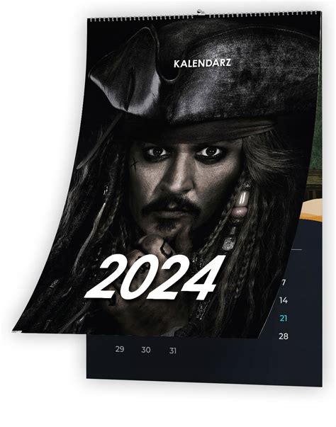 KALENDARZ ŚCIENNY 2024 PDM JOHNNY DEPP 13 STRON A4 14397535576 Sklepy