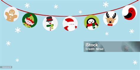 Christmas Santa And Friends Bunting Stock Illustration Download Image