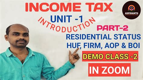 Residential Status Of Huf Firm Aop Boi Income Tax Youtube