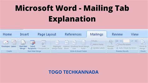 Microsoft Word Mailing Tab Explanation YouTube