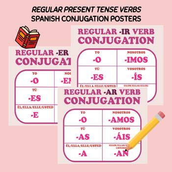 REGULAR PRESENT TENSE VERB ENDINGS POSTERS By Victoria Carty TPT