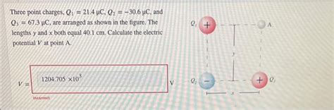 Solved Three Point Charges Q1 21 4μc Q2 −30 6μc And