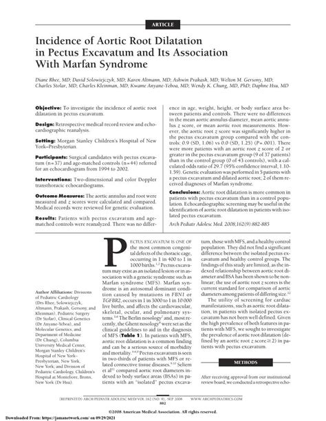 Incidence Of Aortic Root Dilatation In Pectus Excavatum And Its Association With Marfan Syndrome