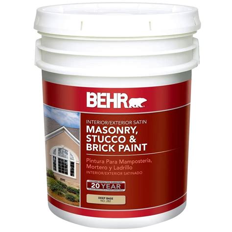 BEHR 5-gal. Deep Base Satin Masonry, Stucco and Brick Interior/Exterior ...