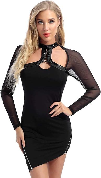 CHICTRY Abito Donna Sexy Pelle Babydoll Halter Vestiti Ragazza Sexy