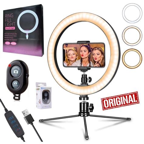 Kit Completo Ring Light Iluminador Luz Anel Led 26cm 10 Polegadas