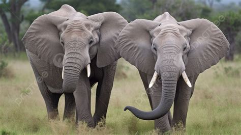 Two Elephants Together In The Field Background Show Me Pictures Of