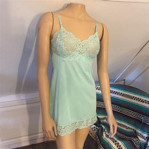 Vintage Vassarette Slip 32 D Seafoam Green Sustainable Lingerie