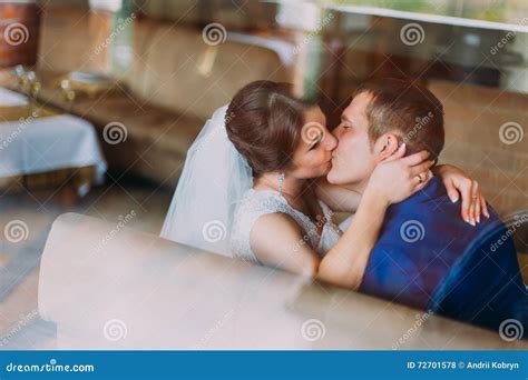 Sensual Wedding Couple Beautiful Bride And Groom Kissing Stock Photo