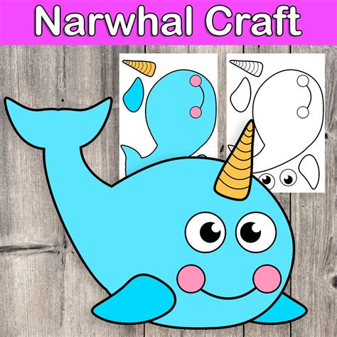 Narwhal Craft Ocean Animal Fine Motor Practice Cutting Practice