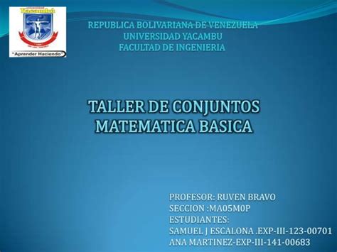 Taller De Conjuntos Matem Tica Basica Ppt Descarga Gratuita