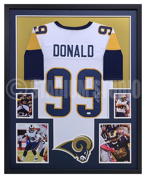 Aaron Donald Autographed Framed Rams White Jersey - The Stadium Studio