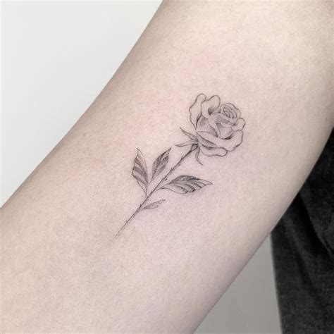 Rose Line Work Tattoo