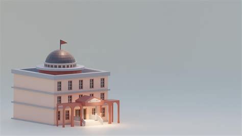 Premium Photo 3d Government Building Lowpoly With Grey Dome