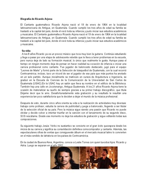 Biografía De Ricardo Arjona Pdf Guatemala Álbumes