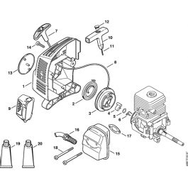 Rewind Starter Muffler Assembly For Stihl MM55 M55 C MultiSystem L