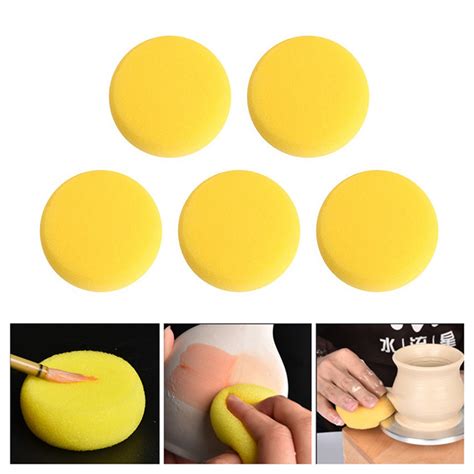 Yirtree Round Sponges Pcs Inch Yellow Painting Sponges Synthetic