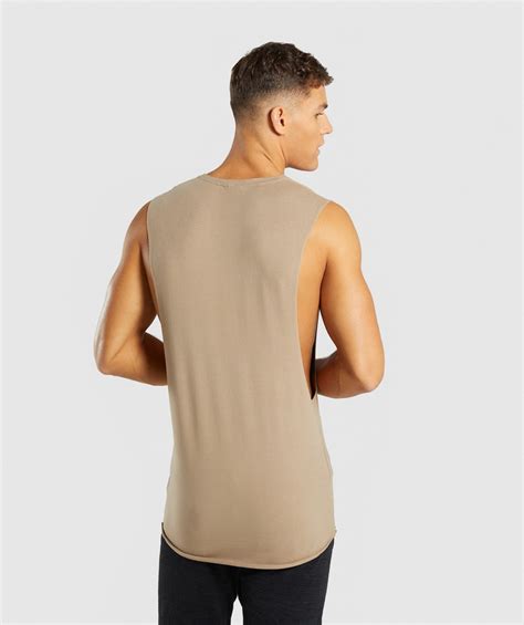 Gymshark Eaze Drop Arm Sleeveless T Shirt Driftwood Brown 2