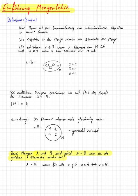Vl Mengen Einf Hrung Mengenlehre Definition Cantor Eine