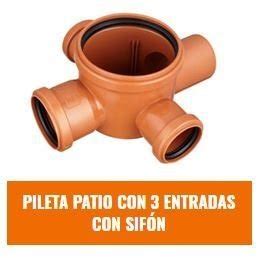 IPS PILETA DE PATIO C SIFÓN 3 ENTRADAS 110x63x40 MH DESAGÜE Desagüe