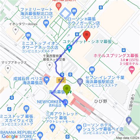 ユナイテッド・シネマ幕張の最寄駅海浜幕張駅からの徒歩ルート（約3分） Mdata