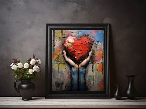 Graffiti Wall Art Colorful Heart Embrace Art Abstract Love Graffiti