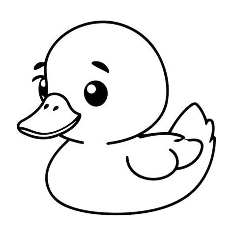 Simple Vector Illustration Of Duck Doodle For Toddlers Colouring Page