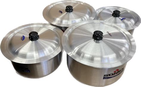 Small to Large Aluminum Cooking Pots in Size 2.5 L to 30 L Metal Finish #57439 | DesiClik.com, USA