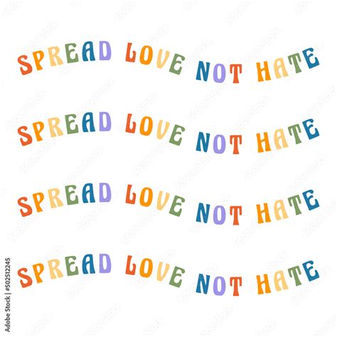 Vetor De LGBTQ Wavy Slogan Spread Love Not Hate Design LGBT Pride