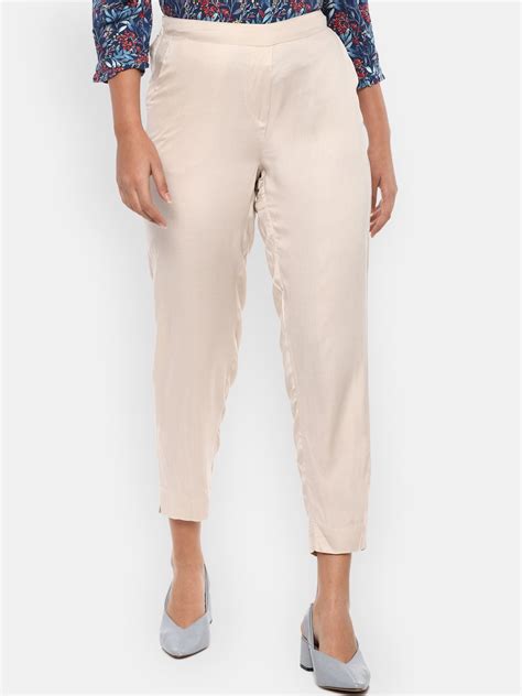 Buy Van Heusen Woman Women Beige Slim Fit Cigerette Trousers Trousers For Women 15399228 Myntra